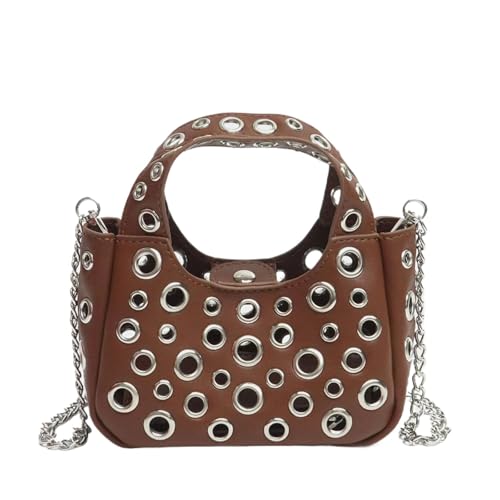 ZYMIADOU Umhängetasche mit Hohlnieten für Damen, aus PU-Leder, Kuriertasche, Kurierkette, für den Alltag, kreative Handtasche für Damen, Crossbody, hohle Nieten, Schultertasche, trendiges Portemonnaie von ZYMIADOU