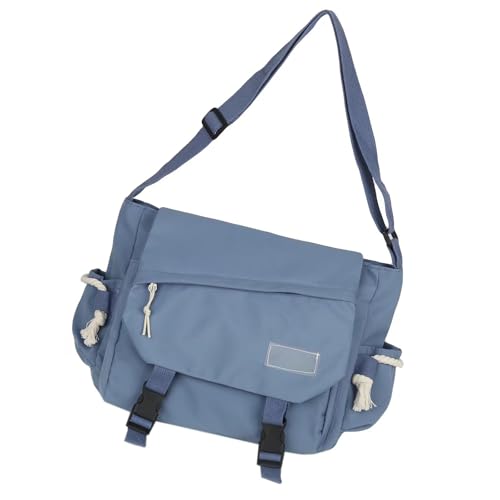 ZYMIADOU Unisex Casual Solid Color Shoulder Handbag For School Travel Nylon Crossbody Bag Buckled Large Capacity Messengers Nylon Crossbody, blau, One Size von ZYMIADOU