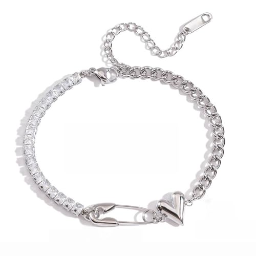 ZYMIADOU Verstellbare Büroklammer-Herz-Charm-Armbänder, Edelstahl, stapelbar, Schmuck für Frauen, Freundschaftsgeschenk, vielseitiges Büroklammer-Herz, stapelbar, Einheitsgröße, Wie beschrieben von ZYMIADOU