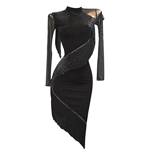 ZYMOZYM Frauen Vintage Knielang Netzärmel Party Kleid Sexy Mesh Fransen Latin Dance Kleid Hohe Taille Figur-umagging Kurzes Kleid Tanzbekleidung ZYMOZYM Frauen Vintage Knielang Netzärmel Party Kleid Sexy Mesh Fransen Latin Dance Kleid Hohe Taille Figur-umagging Kurzes Kleid Tanzbekleidung von ZYMOZYM