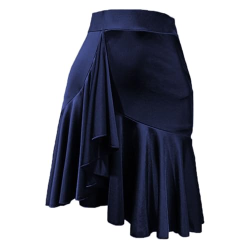 ZYMOZYM Schwarzer Basic Minirock Mit Shorts Mädchen Rüschenkante Stretch Kurz Faltenrock Tanzrock Damen(Navyblau) von ZYMOZYM