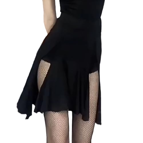 ZYMOZYM Stretch A Line Rock Mit Schlitz Lang Röcke Für Damen Knielang Rock Mit Shorts Schwarz Wickelrock Tanzrock Latin Samba von ZYMOZYM