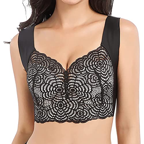 ZYNCUE Damen Push Up Spitze BH Lymphvität Entgiftung und Formgebung & Leistungsstarker Hebe-BH - Schwarz || L von ZYNCUE
