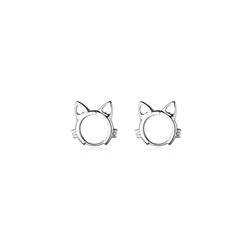 S925 Silber Niedliche Hohle Katzenohren Kurzohrschnalle Koreanische Frauen Süße Ohrringe G9806, ZYNSAE, Silbrig von ZYNSAE