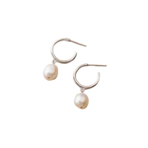 S925 Silberlicht Gebogene Perlenohrstudie Koreanische Persönlichkeit Frauen Ohrringe M02357, ZYNSAE, Silbrig von ZYNSAE
