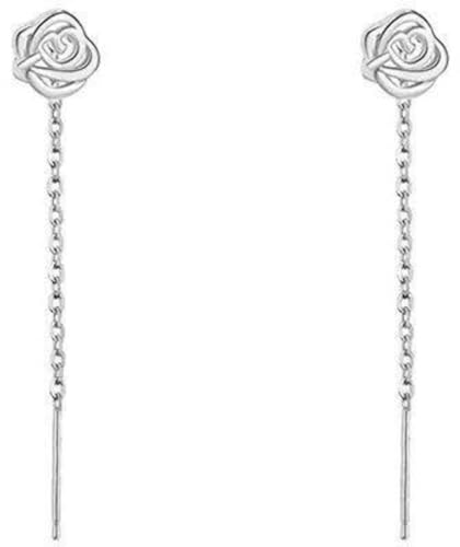 S925 Sterling Silber Rose Ohrringe Weibliche Leichte Luxus -Nischen -Design Sanfter Langer Quasten Ausgehöhlten Blumen Ohrringe, ZYNSAE, Weißgoldfarbe, 925 Silber von ZYNSAE