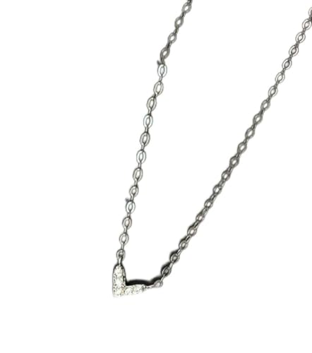 ZYNSAE 925 Silber Diamant Liebe Frauen Charm Kragen Kette Nette Einfache Literarische Stil Halskette D9453, Silbrig von ZYNSAE