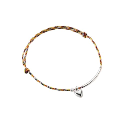 ZYNSAE Bracelet S925 Silver Women's Korean Colorful Rope Bracelet Simple Love Temperament Smooth Bracelet S5166, Bracelet von ZYNSAE