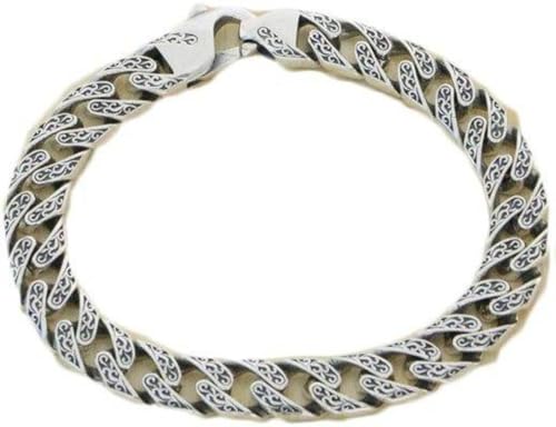 ZYNSAE Halskette Männer im Chinesischen Chinesischen Stil Männer und Frauen Retro Dominerein Tang Grasmuster Sterling Silber Armband Hundert Schmuck, 925 Silber, 7mm55cm von ZYNSAE