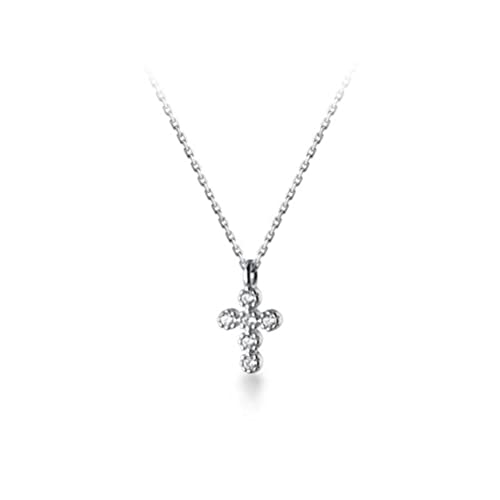 ZYNSAE Halskettens925 Silber Mini Nette Kreuz Halskette Frauen Koreanische Frauen Einfache Diamant Einstellung Kragen Kette D7667, Silbrig von ZYNSAE