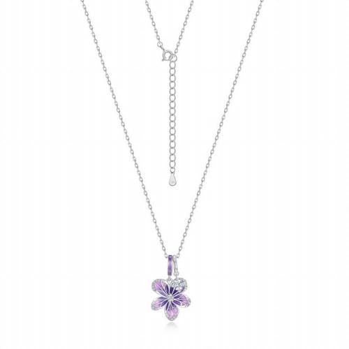ZYNSAE Orchidee Emaille Anhänger Schöne Qing S925 Sterling Silber Halskette, Silber von ZYNSAE