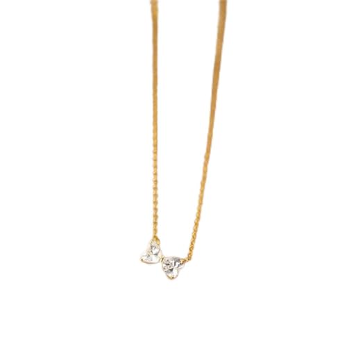 ZYNSAE S925 Silber Halskette Frauen Koreanische Einfache Eingelegtes Diamant Love Bowknot Schöne Schlüsselbeutel Kette D8928, Silbrig von ZYNSAE