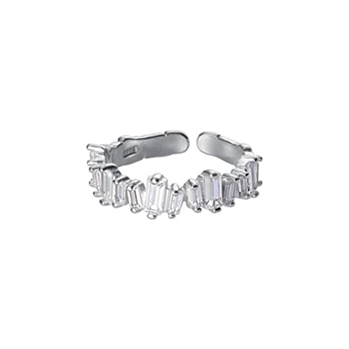 ZYNSAE S925 Silber Retro Set Diamond Ring Literarische Persönlichkeit Square Flash Diamond Korean Ring J7268, Silbrig von ZYNSAE