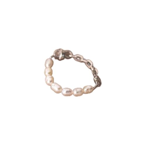 ZYNSAE S925 Silber Ring Frauen Koreanisch Einfacher Literarischer Stil Kette Pearl Schöner Ring J9738, Silbrig, 51mm von ZYNSAE