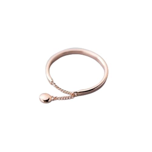 ZYNSAE S925 Silber Ring Frauen Koreanische Mode Silber Beans Kette Künstlerischer Stil Verstellbarer Schöner Ring J6057, Roségold von ZYNSAE