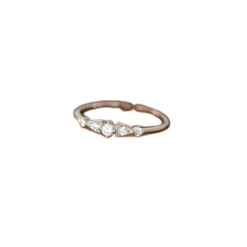 ZYNSAE S925 Silber Set Diamond Wassertropfen Verstellbarer Ring Koreanische Persönlichkeit Ring R00150, Silbrig von ZYNSAE