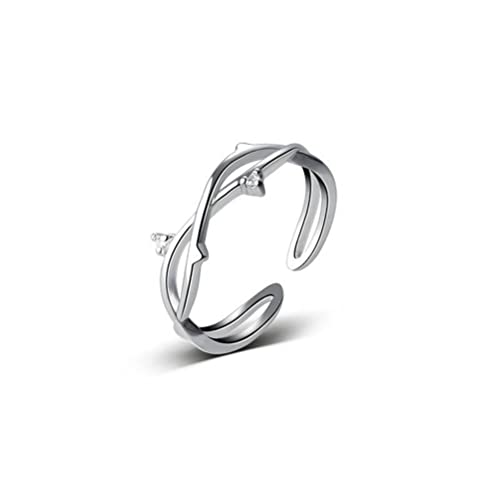 ZYNSAE S925 Silber Verstellbarer Einfacher Ring Frauen Koreanischer Literaturstil Micro Eingelegt Hohlzweig Bud Ring J6955, Ring von ZYNSAE