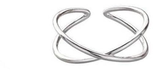 ZYNSAE S925 Sterling Silber Cross Doppelleitungsring Weibliche Kaltwind -Persönlichkeit Minimalist Doppellinie Einfacher Kreis Offener Finger Ring, E178 Doppelband, Ring, Öffnung von ZYNSAE