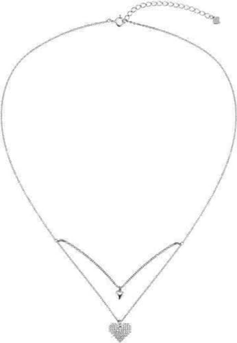 ZYNSAE S925 Sterling Silber Doppelschicht Herz Halskette Frauen Licht Luxuriöses Premium -Feeling -Kollarbone -Kette Halskette Nische Design Mode Mode, Weißgoldfarbe, 925 Silber von ZYNSAE