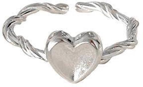 ZYNSAE S925 Sterling Silver Love Ring Female Kaltwind Nische Design Hochglänzender Herz Twist Open Finger Ring, Herzringe, Öffnung von ZYNSAE