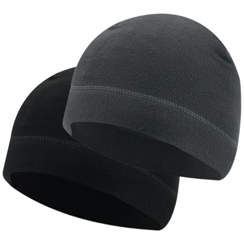 Fahrradmütze Unter Helm, 2 Stück Herren Schädelkappen Weich, Multifunktionale Kopfbedeckung für Herren Damen, Perfekt als Schlafmütze, Laufmütze, Skull Cap oder Chemo Kopfbedeckung, Schwarz und Grau von ZYOMVUN