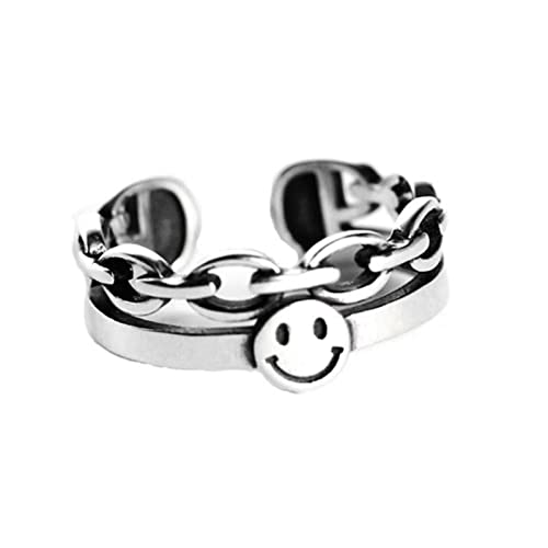 ZYONG Double Layer Kette Smiley Face Vintage Resizable Öffnungsring Frauen Cocktail Bohemia National Style Einfacher Ring Weibliches Geschenk ZYONG Double Layer Kette Smiley Face Vintage Resizable Öffnungsring Frauen Cocktail Bohemia National Style Einfacher Ring Weibliches Geschenk von ZYONG