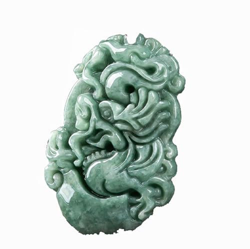 ZYOQYG Halskette und Anhänger aus natürlicher Jade für Männer und Frauen, bohnengrünes Ruyi-Sternzeichen, retro und glücksverheißend.Handgemacht mit Zertifikat (Drachenanhänger) von ZYOQYG
