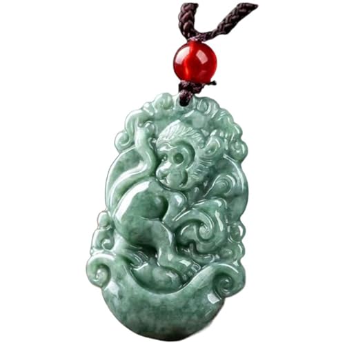 ZYOQYG Jadehalskette für Männer und Frauen, Rattenanhänger, bohnengrünes Ruyi-Sternzeichen, Retro-Glücksbringer. (gesegneter Affe) von ZYOQYG