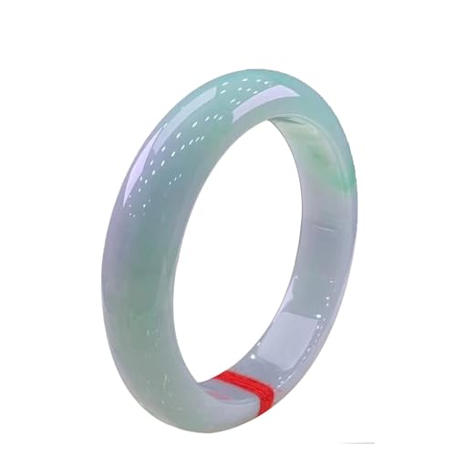 ZYOQYG Natürlicher Jade Armreif Armband Damen Echte Eisarten Weiß Und Grün, Feines Elegant Rundes Armband (52) von ZYOQYG