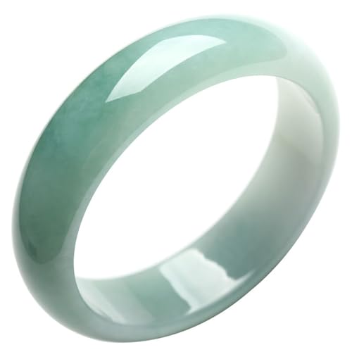 ZYOQYG Natürlicher Jade Armreif Armband Damen Echte eisweißer und grüner hellgrüner Jade-Armreif, Geschenk für die Familie (56) von ZYOQYG