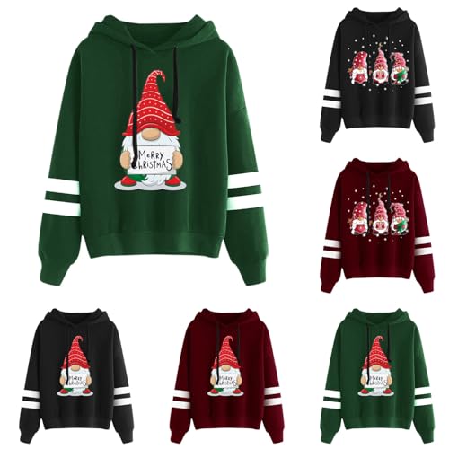 Damen Weihnachten Drucken Kapuze Mode Sweatshirt Elegant Einfarbig Knöpfe Kragen Tasche Hoodie Pullover Langarm Kordelzug Kapuzenoberteil Winter Sweater Shirts Parallel bar Sweatshirt von ZYPAINIY