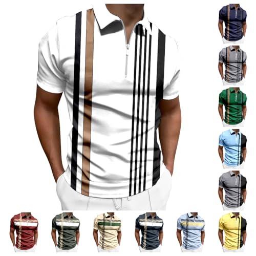 Herren Poloshirt Kurzarm Modern mit Brusttasche T-Shirts Polohemd Freizeit Sommer Sommershirts mit Lässigem Kragen Atmungsaktiv Oberteile von ZYPAINIY
