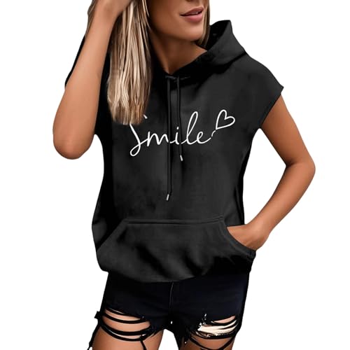 Hoodie Damen Kurzarm Einfarbig Kapuzenpullover Modische Sweatshirt Mit Kapuze Locker Kapuzenpulli Plus Size Hoody Oberteile Bequem Baumwolle Bluse Sommer Klassisch Tops Sportshirt Sommershirts von ZYPAINIY