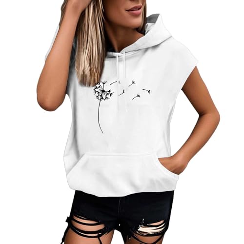Hoodie Damen Kurzarm Einfarbig Kapuzenpullover Modische Sweatshirt Mit Kapuze Locker Kapuzenpulli Plus Size Hoody Oberteile Bequem Baumwolle Bluse Sommer Klassisch Tops Sportshirt Sommershirts von ZYPAINIY