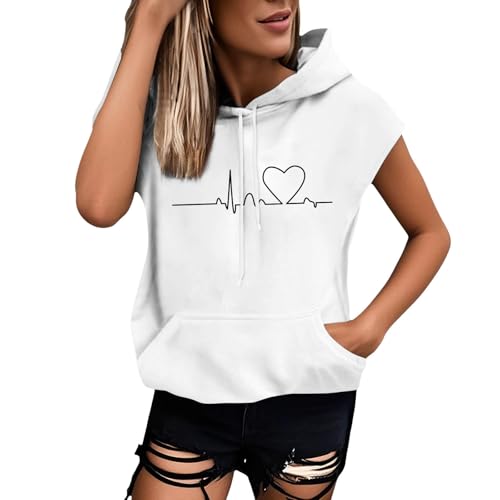 Hoodie Damen Kurzarm Einfarbig Kapuzenpullover Modische Sweatshirt Mit Kapuze Locker Kapuzenpulli Plus Size Hoody Oberteile Bequem Baumwolle Bluse Sommer Klassisch Tops Sportshirt Sommershirts von ZYPAINIY