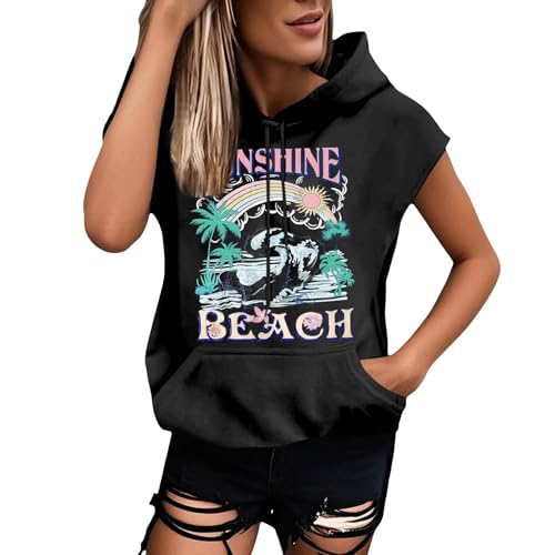 Hoodie Damen Kurzarm Einfarbig Kapuzenpullover Modische Sweatshirt Mit Kapuze Locker Kapuzenpulli Plus Size Hoody Oberteile Bequem Baumwolle Bluse Sommer Klassisch Tops Sportshirt Sommershirts von ZYPAINIY