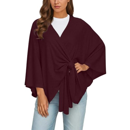 ZYPAINIY Poncho Cape Trachtentuch Umhang Stola Schultertuch Trachten-Tuch Damen Strickponcho Tracht Strick Trachtenponcho gestrickt Überwurf Volants Rüschen Schal Cashmink von ZYPAINIY