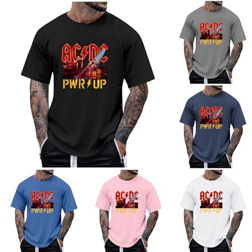 T-Shirt Rock Music Band AC DC PWR UP Stage Lights T-Shirts Fan-Shirt Hells Bells High Voltage Hard Rock T Shirt für Herren Damen Schwarz Weiss Pink Blau Grau von ZYPAINIY