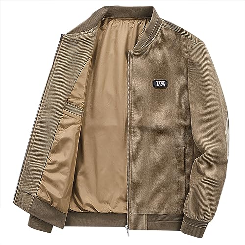 ZYPAINIY Cordjacke Männer Herbst Air Force Baseball Jacken Männlich Casual Fit Windjacke Pilot Mäntel männer Jacken Blouson Herren (Khaki, XXL) von ZYPAINIY