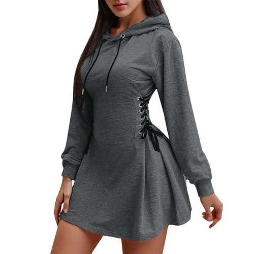 ZYPAINIY Damen Hoodie Kapuzenpullover Lang Sweatjacke Sweatkleid Winterkleid Kleid Sweatshirt Sweatshirtkleid Kapuzenjacke Kapuzenpulli Kapuze Langarm Sport von ZYPAINIY