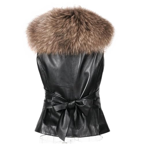 ZYPAINIY Damen Outdoor Weste Kunstpelz Mäntel ÄRmellose Leder Jacke Winter Warme Pelzmantel mit knöpfen,Slim Fit Pelzweste Elegant Fellweste Outwear Oberteile Tops von ZYPAINIY