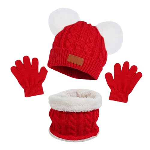 ZYPAINIY Kinder Wintermütze Schal Handschuhe Mädchen Set Kindermütze Strickmütze Kinder Mütze Schal Set Mütze Jungen Warme Winter Beanie Hut Handschuhe runder Schal Set für Kinder 3-8 Jahre von ZYPAINIY