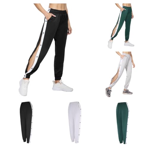 ZYPAINIY Reha Hose Damen Seitlich Zu öffnen Bequeme Atmungsaktiv Jogginghose mit Seitlicher Knopfleiste Locker Gummibund Trainingshose Sportswear Knopfhose Sporthose Unisex Sweatshose von ZYPAINIY