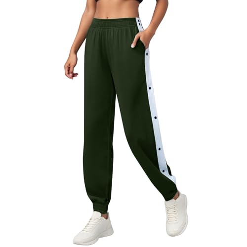 Reha Hose Damen Seitlich Zu öffnen Bequeme Atmungsaktiv Jogginghose mit Seitlicher Knopfleiste Locker Gummibund Trainingshose Sportswear Knopfhose Sporthose Unisex Sweatshose von ZYPAINIY