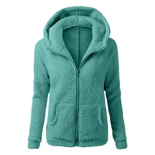 ZYPAINIY Sweatjacke Damen Zipper Plüschjacke Damen Gefüttert Sweatjacke mit Kapuze Fleecejacke Wärme Plüschjacke Flauschig Winterjacke Fleece Hoodie von ZYPAINIY