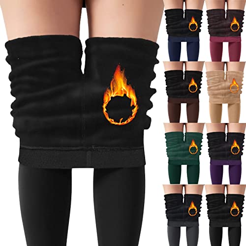 ZYPAINIY Thermo Leggings Damen Gefütterte Thermoleggins für Winter High Waist Blickdicht Strumpfhose Mit Fleece Warm Kuschelig Elastisch Sport Leggins Schwarz Beige Thermo Leggings Damen Winter von ZYPAINIY