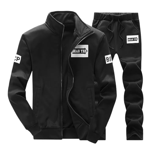 ZYPAINIY Trainingsanzug Herren Sportanzug Jogginganzug Männer Langarm Sweatshirt Sweatjacke Ohne Kapuze und Sporthose Jogginghose Jogging Anzug Fitness Freizeitanzug Hausanzug 2-Teilig von ZYPAINIY