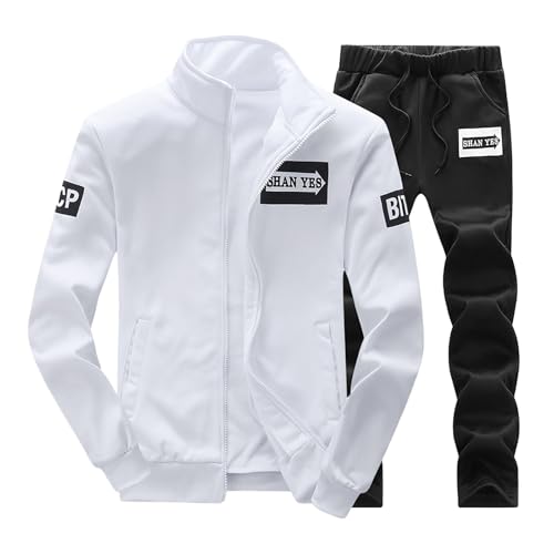 ZYPAINIY Trainingsanzug Herren Sportanzug Jogginganzug Männer Langarm Sweatshirt Sweatjacke Ohne Kapuze und Sporthose Jogginghose Jogging Anzug Fitness Freizeitanzug Hausanzug 2-Teilig von ZYPAINIY
