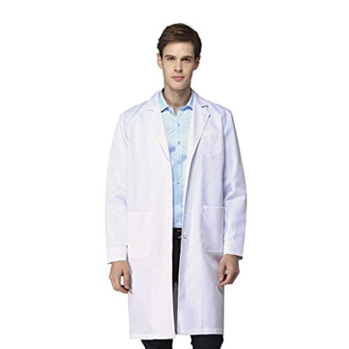 ZYPAINIY Unisex Weiß Laborkittel Chemie Schutzkleidung mit knöpfen und Tasche Damen Herren Langarm Laborkittel Arzt Medizin Mäntel Medizinische Uniform für Arbeit Studium Labor von ZYPAINIY