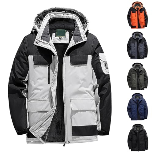 ZYPAINIY Winterjacke Herren Wasserdicht Warm Gefüttert Skijacke Winter Outdoorjacke Winddicht Atmungsaktiv Funktionsjacke mit Abtrennbarer Kapuze von ZYPAINIY